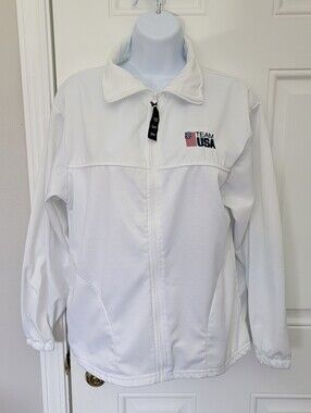 Team USA Officially Licensed White Full Zip Jacket - Size Wom M Olympics